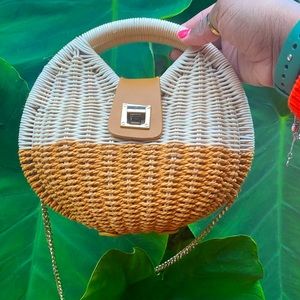 Handwoven Wicker Bag with chain strap